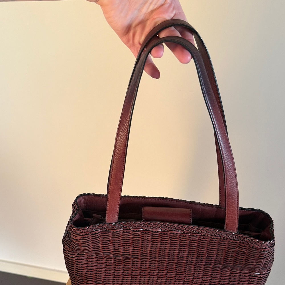 FOSSIL Brown Leather Woven Shoulder Bag - Picture 5 of 6